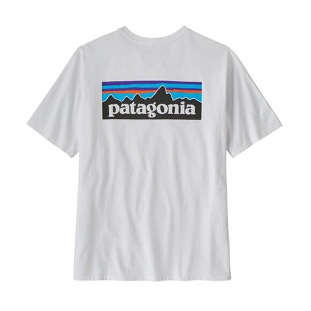 ΑΝΔΡΙΚΌ T-SHIRT ΜΕ ΚΟΝΤΌ ΜΑΝΊΚΙ PATAGONIA P-6 LOGO RESPONSIBILI-TEE - ΛΕΥΚΌ