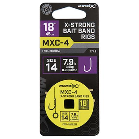 ANZOL EMPATADO FOX MATRIX MXC-4 18” X-STRONG BAIT BAND RIGS - PACK DE 8