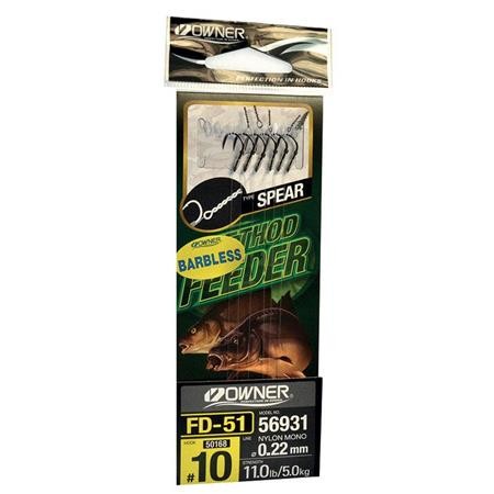 Anzol Montado Golpe Owner Barbless Method Feeder Spear - Pack De 6
