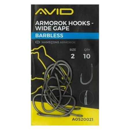 Anzuelo Carpa Avid Carp Armorok Wide Gape Barbless - Paquete De 10