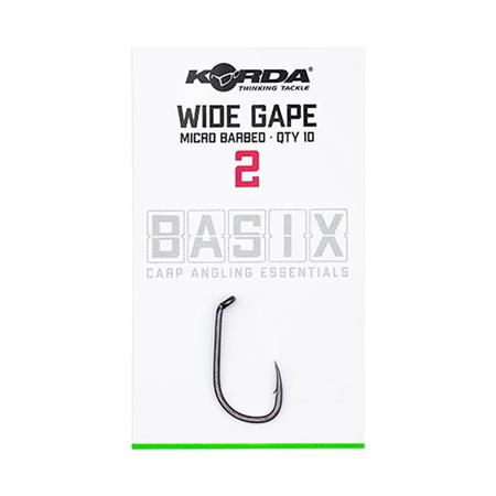 Anzuelo Carpa Korda Basix Wide Gape Barbed - Paquete De 10