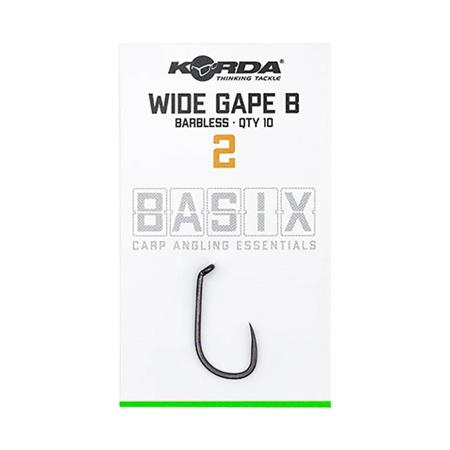 Anzuelo Carpa Korda Basix Wide Gape Barbless - Paquete De 10