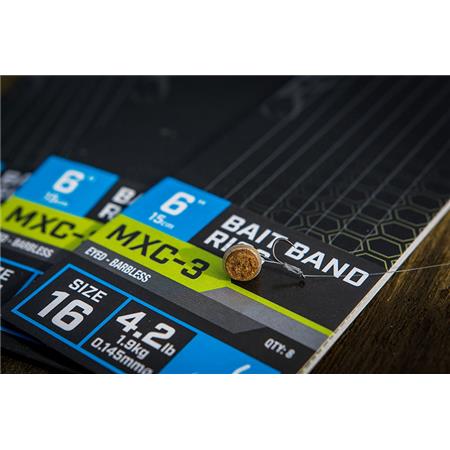 ANZUELO MONTADO FOX MATRIX MXC-3 6” BAIT BAND RIGS - PAQUETE DE 8