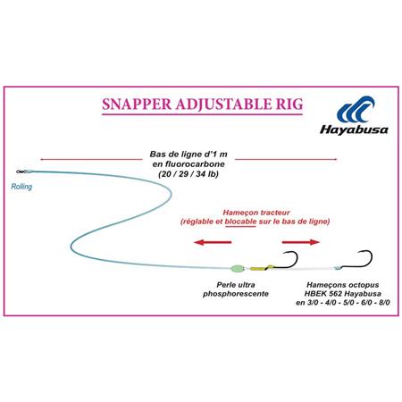 ANZUELO MONTADO HAYABUSA SNAPPER ADJUSTABLE RIG EX304