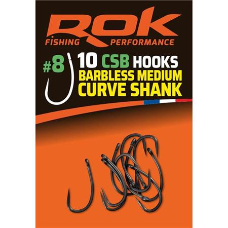 Anzuelo Simple Rok Fishing Barbless Medium Curve Shank - Paquete De 10