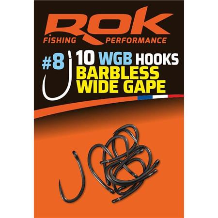 Anzuelo Simple Rok Fishing Barbless Wide Gape - Paquete De 10