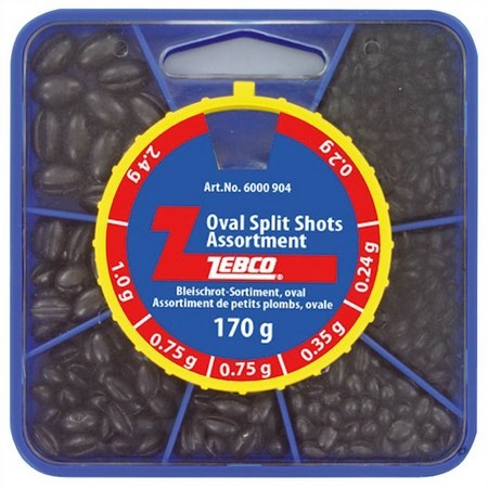 Assortment Box Of Lead Sinkers Zebco Oval Split Shot