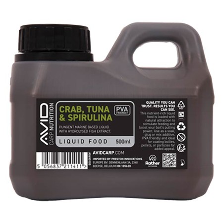 Attractant Liquide Avid Carp Crab, Tuna & Spirulina Liquid Food
