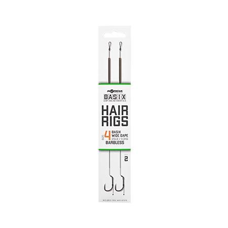 Bajo De Línea Montado Korda Basix Hair Rigs Wide Gape Barbless - Paquete De 2