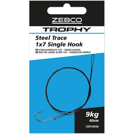 Bas De Ligne Monté Zebco Trophy Steel Trace 1X7 Single Hook