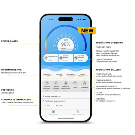 BATERIA DE LÍTIO BSR ECO G2 12V100AMP BLUETOOTH + CHARGEUR