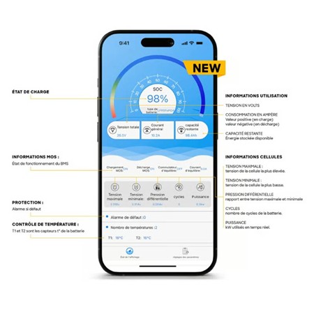 BATERIA DE LÍTIO BSR ECOG2 24V100AMP BLUETOOTH + CHARGEUR