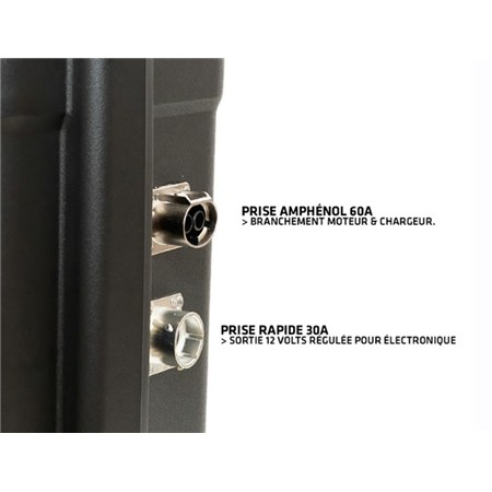 BATERÍA DE LITIO BSR PRESTIGE LIFEPO4 GEN3+ 12V100AH +1 SORTIE RÉGULÉE SONDEUR ET CHARGEUR NON ÉTANCHE 10A