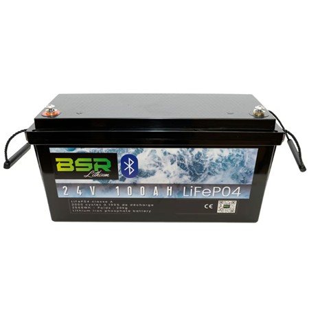 Batterie Lithium Bsr Monobloc Lifepo4 24V100ah + Chargeur Non Étanche 10A