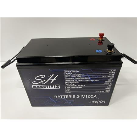 Batterie Lithium Sh Lithium Lifeop4 Format Caisse Bluetooth 24V100amp + Chargeur