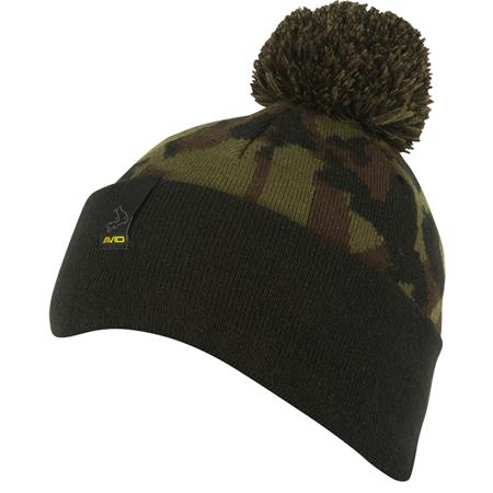 Beanie - Black/Camo Avid Carp Bobble Hat - Noir/Camo