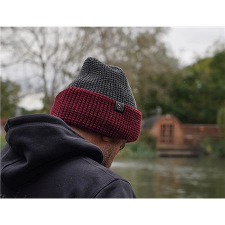 BEANIE - GREY/RED ONE MORE CAST BERRY TOASTIE BEANIE 100% WATERPROOF - GRIS/ROUGE