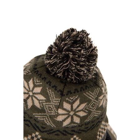 BEANIE - KHAKI FOX FESTIVE BOBBLE HAT - KAKI