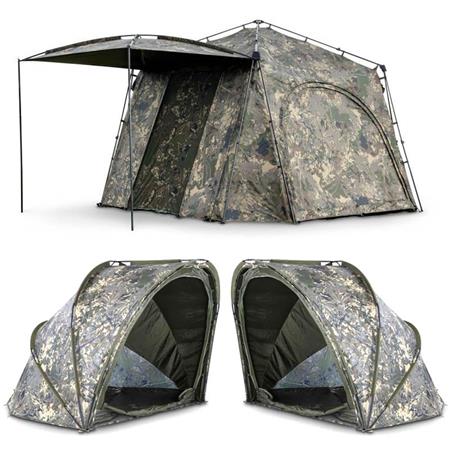 Bivvy-Sæt Nash Gazebo Camo Pro + 2 Sovekapsler