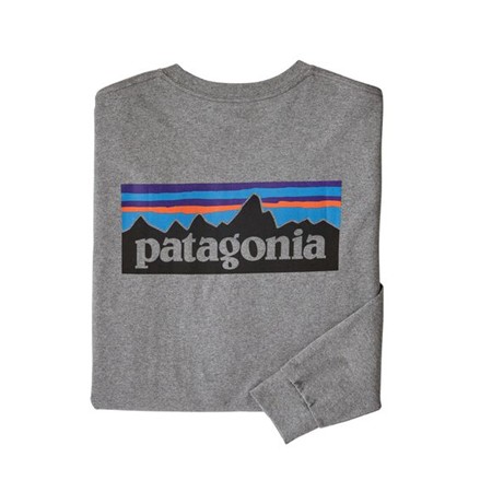 ΜΠΛΟΎΖΑ ΜΑΚΡΥΜΆΝΙΚΗ ΑΝΔΡΙΚΉ PATAGONIA L/S P-6 LOGO RESPONSIBILI-TEE - ΓΚΡΙ ΜΕΛΑΝΖΈ