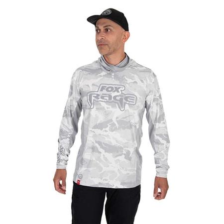 BLUZA MĘSKA FOX RAGE UV HOODED LIGHT CAMO TOP - SZARY