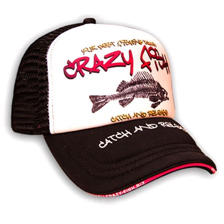 Boné Homem Crazy Fish Trucker Bones - Blanc/Noir