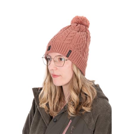 BONNET FOX LADIES KNITTED BOBBLE - ROSE