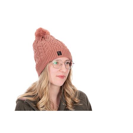 BONNET FOX LADIES KNITTED BOBBLE - ROSE