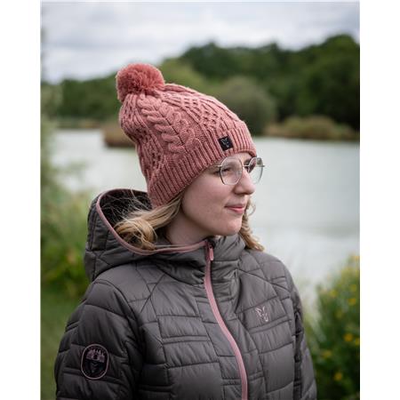 BONNET FOX LADIES KNITTED BOBBLE - ROSE
