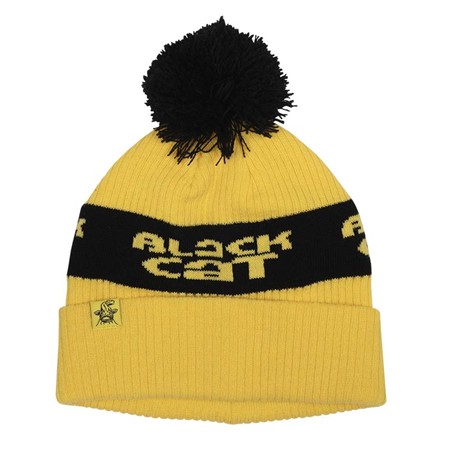 Bonnet Homme Black Cat Yellow Bobble Hat - Jaune/Noir