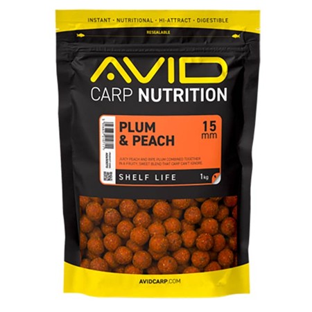 Bouillette Avid Carp Plum & Peach Boilies