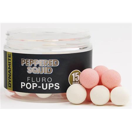 Bouillette Flottante Dynamite Baits Peppered Squid Fluro Pop-Ups