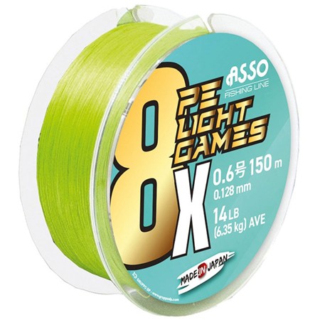 Braid Asso Light Games 8X Pe - 150M - Fluo Green