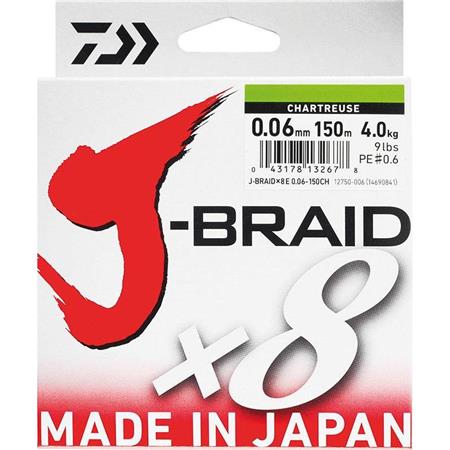 Braid Chartreuse - 300M Daiwa J Braid X 8 - 150M