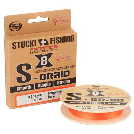 Braid - Orange - 150M Stucki Fishing S-Braid X8 - Orange - 150M