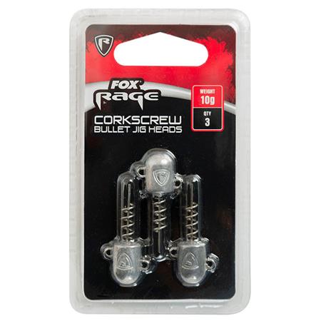 CABEZA PLOMEADA FOX RAGE THREE PACK CORKSCREW JIG HEADS - PAQUETE DE 3