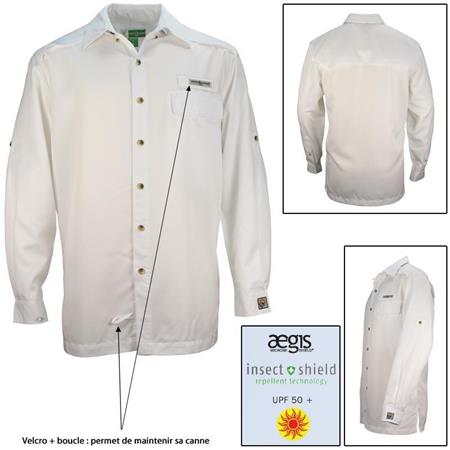 CAMICIA UOMO HOOK AND TACKLE PROTECTION INSECT SHIELD BIANCO