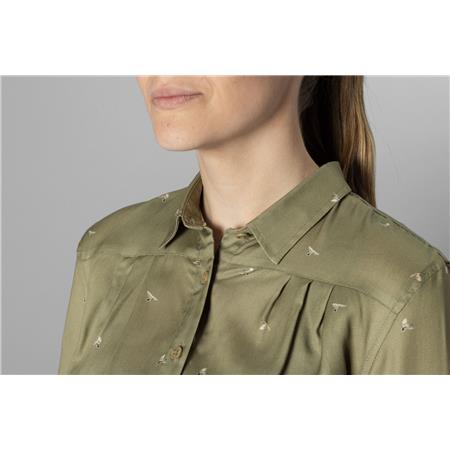 CAMISA DE MANGAS COMPRIDAS PARA MULHER HARKILA XXX LADY - DUST GREEN/FLYING DUCKS