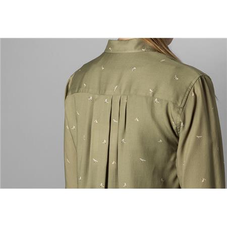 CAMISA DE MANGAS COMPRIDAS PARA MULHER HARKILA XXX LADY - DUST GREEN/FLYING DUCKS
