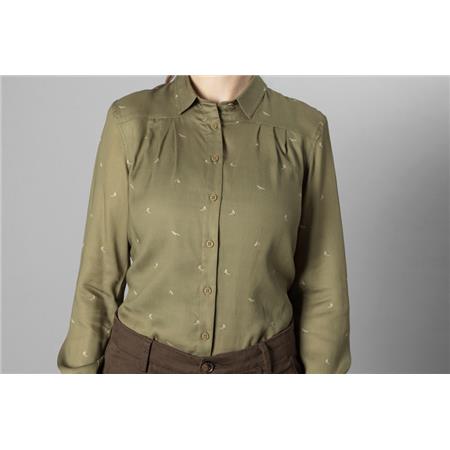 CAMISA DE MANGAS COMPRIDAS PARA MULHER HARKILA XXX LADY - DUST GREEN/FLYING DUCKS