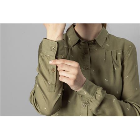 CAMISA DE MANGAS COMPRIDAS PARA MULHER HARKILA XXX LADY - DUST GREEN/FLYING DUCKS