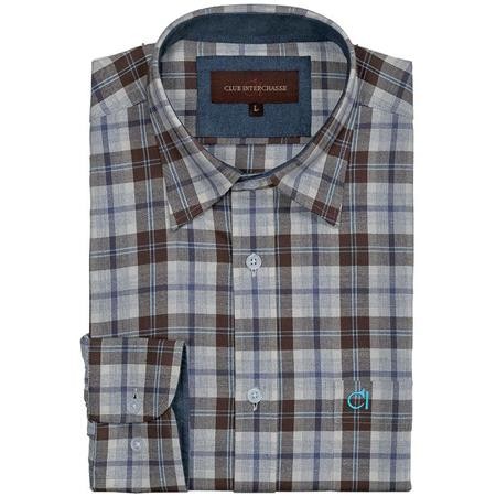 Camisa De Mangas Largas Para Hombre Club Interchasse Navid - Carreaux Marrons/Bleus