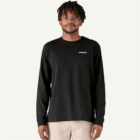 CAMISETA DE MANGA LARGA HOMBRE - BLACK PATAGONIA L/S P-6 LOGO RESPONSIBILI-TEE - BLACK