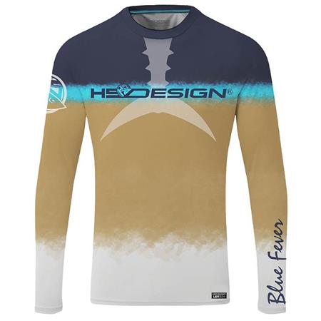 Camiseta De Manga Larga Para Hombre Hot Spot Design Ocean Performance Tuna - Bleu/Gold