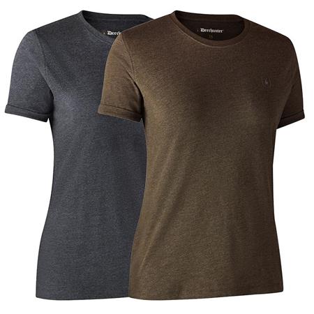 Camiseta De Mangas Cortas Para Mujer Deerhunter Basic 2-Pack - Gris/Marron - Paquete De 2