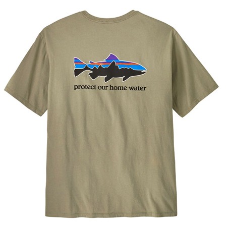 CAMISETA DE MANGAS CURTAS HOMEM - RIVER ROCK GREEN PATAGONIA HOME WATER TROUT ORGANIC T-SHIRT - RIVER ROCK GREEN