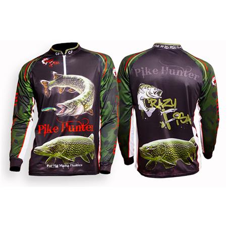 Camiseta De Mangas Largas Para Hombre Crazy Fish Brochet Noir Respirant Protection Uv