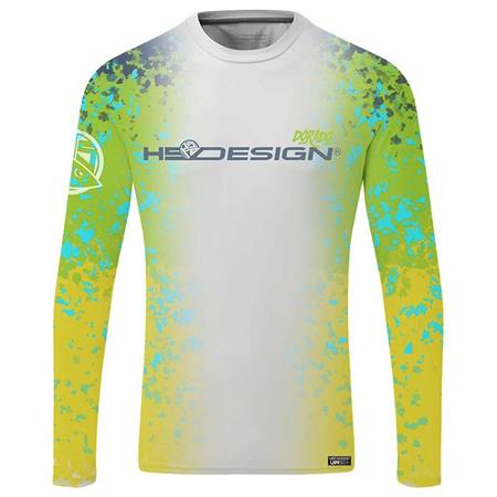 Camiseta De Mangas Largas Para Hombre Hot Spot Design Ocean Performance Dorado - Blanc/Jaune