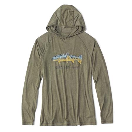 Camiseta De Mangas Largas Para Hombre Orvis Technique Avec Capuche Dricast Logo - Marron