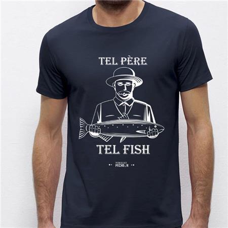 Camiseta Mangas Curtas Homem Monsieur Pêcheur Tel Père Tel Fish - Marinho